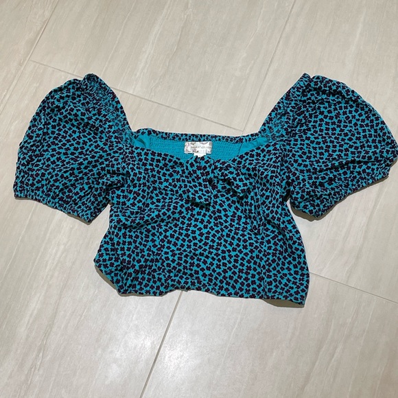 NWT Band of Gypsies Santo Domingo Floral Crop Top, Size M, Teal & Purple - Picture 4 of 5